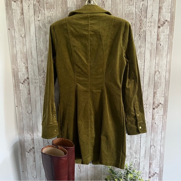 7 For All Mankind Olive Corduroy Long Sleeve Dress - Picture 4 of 6